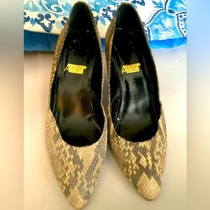 Allure Leather Snake Tan Heeled Shoes 7.5